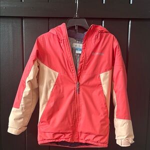 Columbia Kids coral ski jacket with Bugaboo ski pants